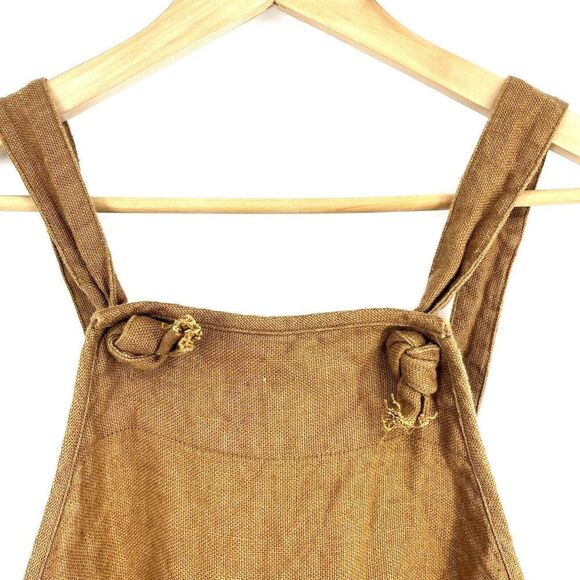 Beaton Linen Overalls Size XS Womens Brown Slip On Pocket Pants Canada Lagenlook - Picture 3 of 11